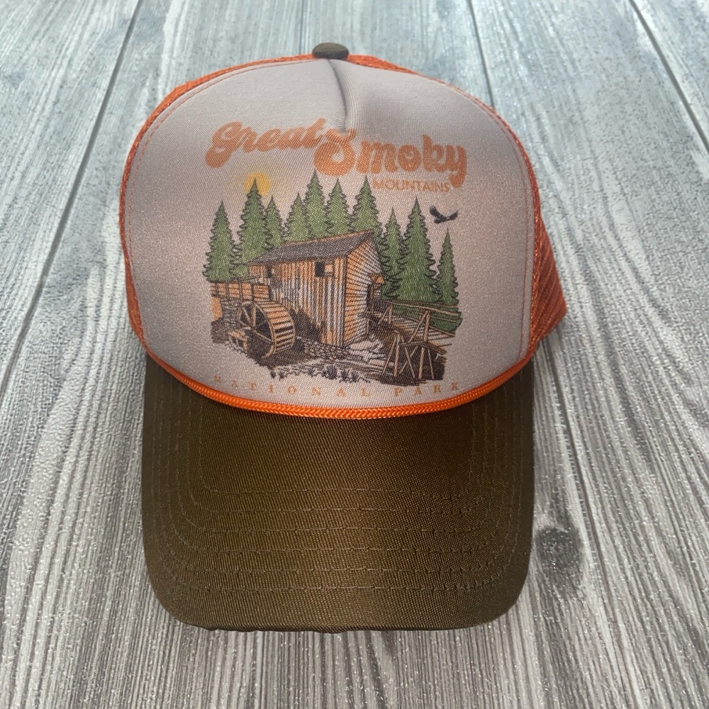 Great Smoky Mountains Trucker Hat - Brown and Orange